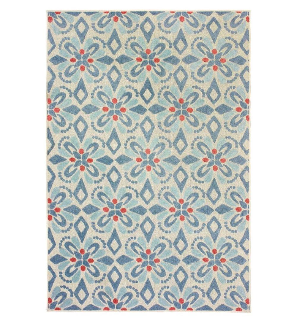 Plow &amp; Hearth Synthetic Rugs | Indoor Living Indoor/Outdoor Clearwater Print Rug, 8' X 10' - Blue