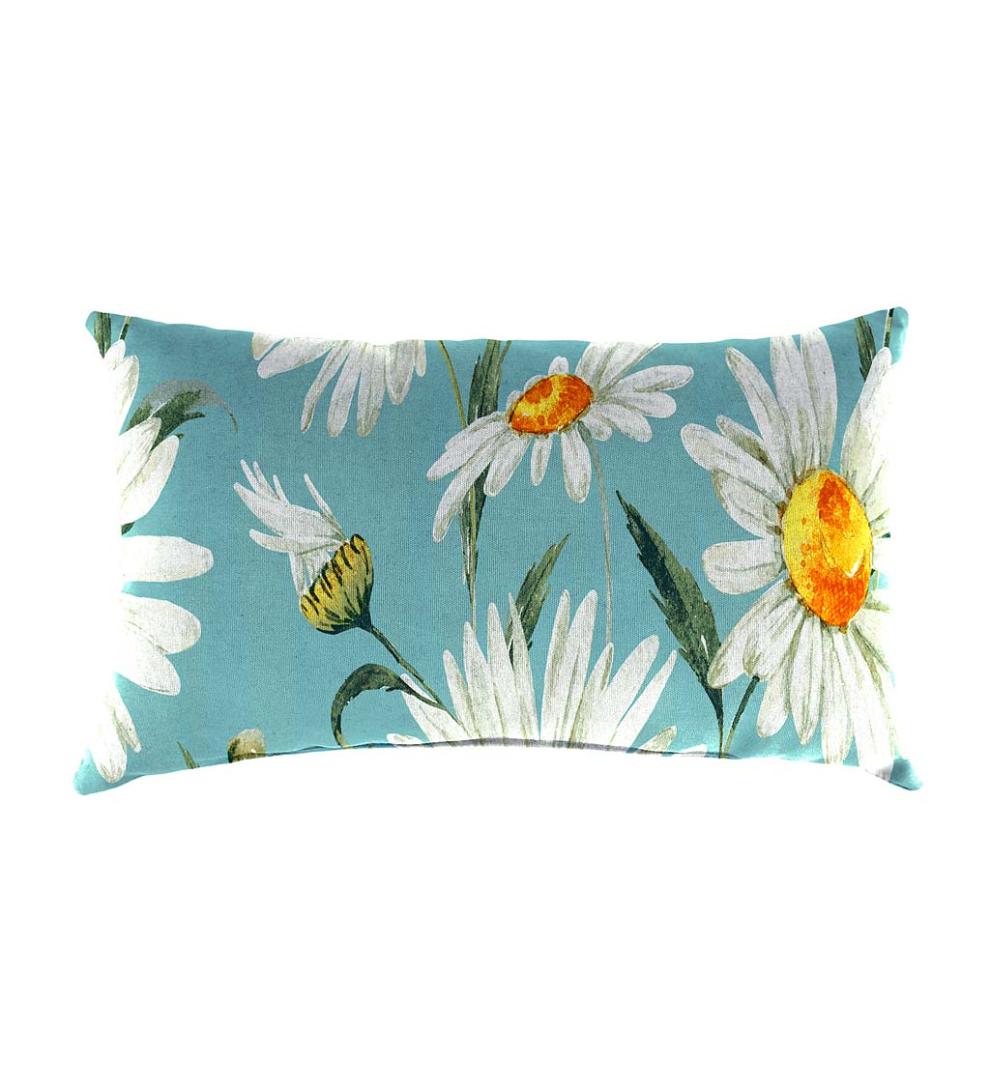 Plow &amp; Hearth Outdoor Furniture Cushions | Outdoor Living Polyester Classic Lumbar Pillow, 19" X 12" X 5½" - Rose Garden