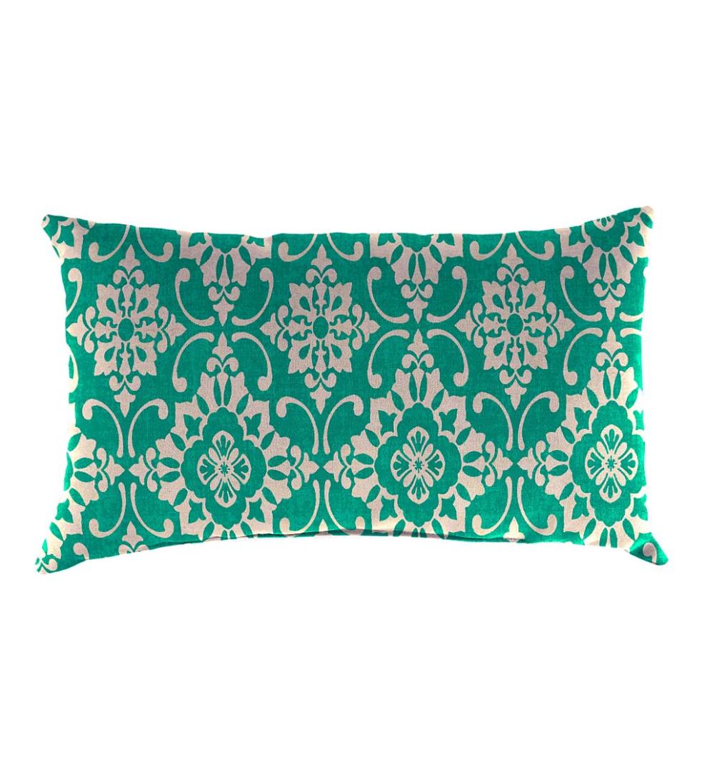 Plow &amp; Hearth Outdoor Furniture Cushions | Outdoor Living Polyester Classic Lumbar Pillow, 19" X 12" X 5½" - Rose Garden