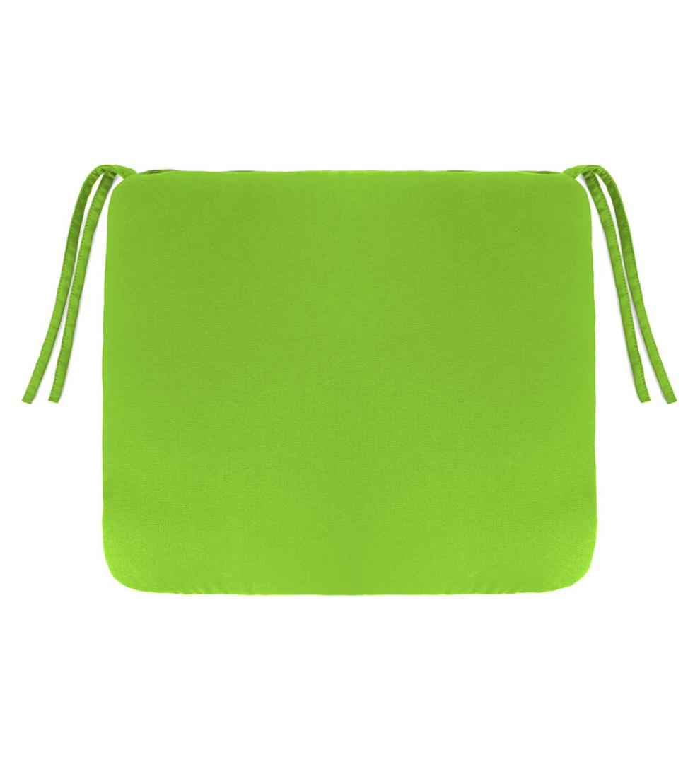 Plow &amp; Hearth Outdoor Furniture Cushions | Outdoor Living Polyester Classic Chair Cushions With Ties, 18½"X 16½"X 3" - Forest Green