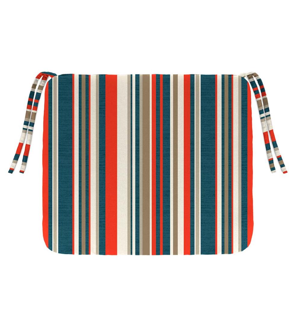 Plow &amp; Hearth Outdoor Furniture Cushions | Outdoor Living Polyester Classic Chair Cushions With Ties, 18½"X 16½"X 3" - Forest Green