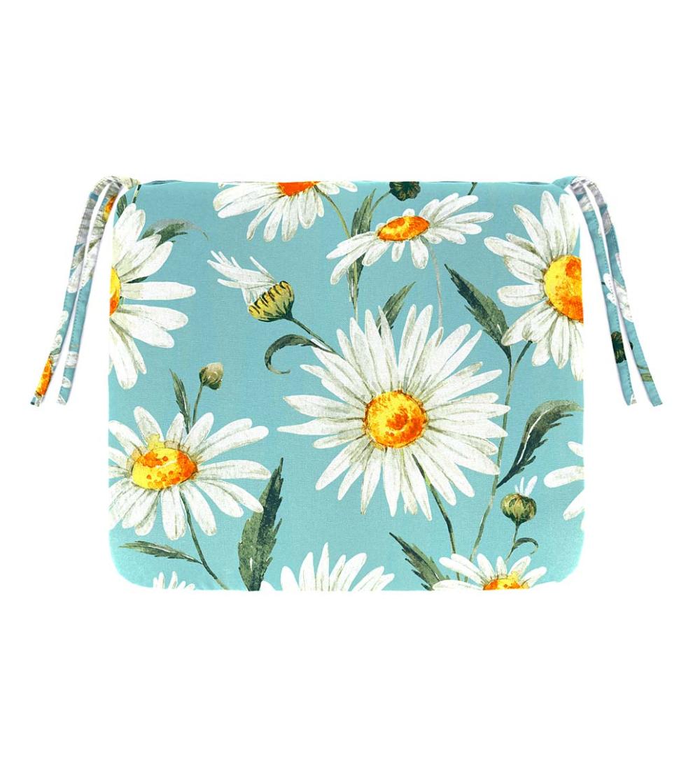 Plow &amp; Hearth Outdoor Furniture Cushions | Outdoor Living Polyester Classic Chair Cushions With Ties, 18½"X 16½"X 3" - Forest Green