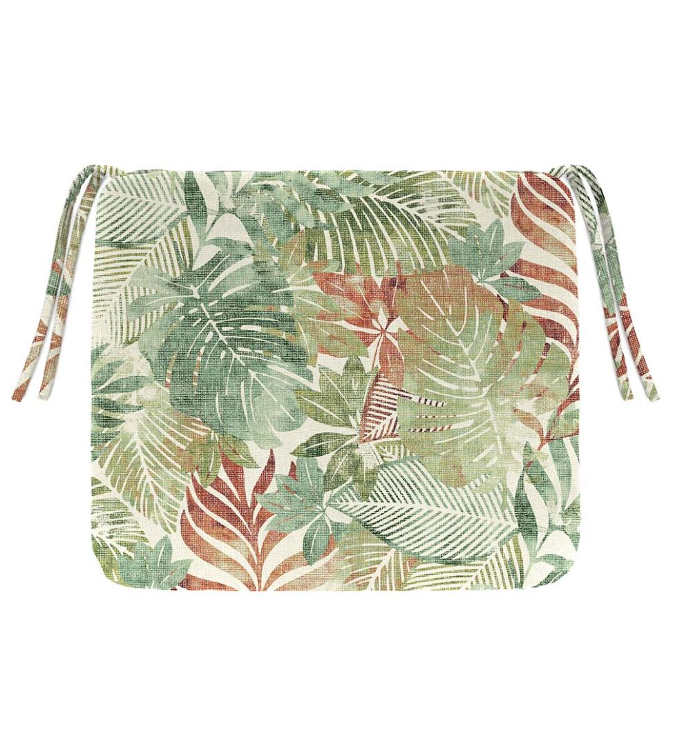 Plow &amp; Hearth Outdoor Furniture Cushions | Outdoor Living Polyester Classic Chair Cushions With Ties, 18½"X 16½"X 3" - Forest Green