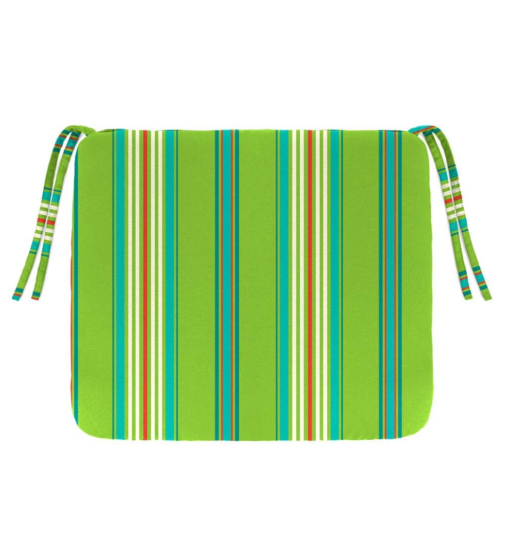 Plow &amp; Hearth Outdoor Furniture Cushions | Outdoor Living Polyester Classic Chair Cushions With Ties, 18½"X 16½"X 3" - Forest Green