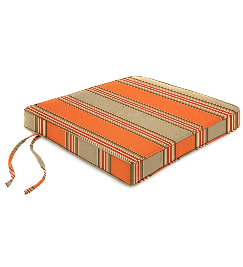 Plow &amp; Hearth Outdoor Furniture Cushions | Outdoor Living Deluxe Sunbrella Square Cushion With Ties 18½" X 17½" X 3" - Bandana