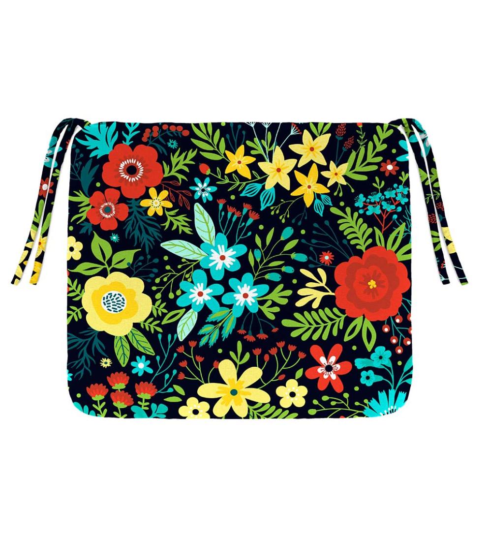 Plow &amp; Hearth Outdoor Furniture Cushions | Outdoor Living Polyester Classic Chair Cushions With Ties, 19¾"X 17½"X 3" - Forest Green