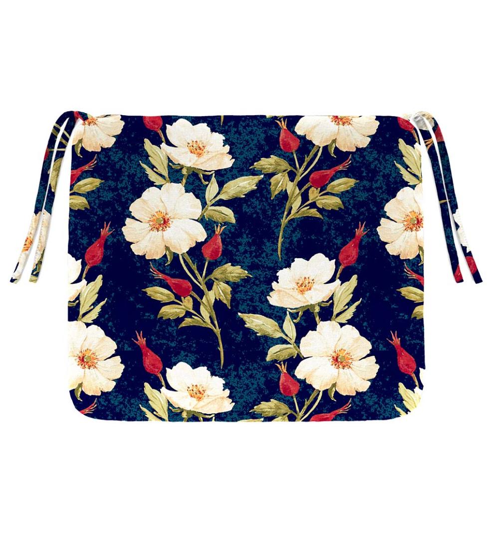 Plow &amp; Hearth Outdoor Furniture Cushions | Outdoor Living Polyester Classic Chair Cushions With Ties, 19¾"X 17½"X 3" - Forest Green