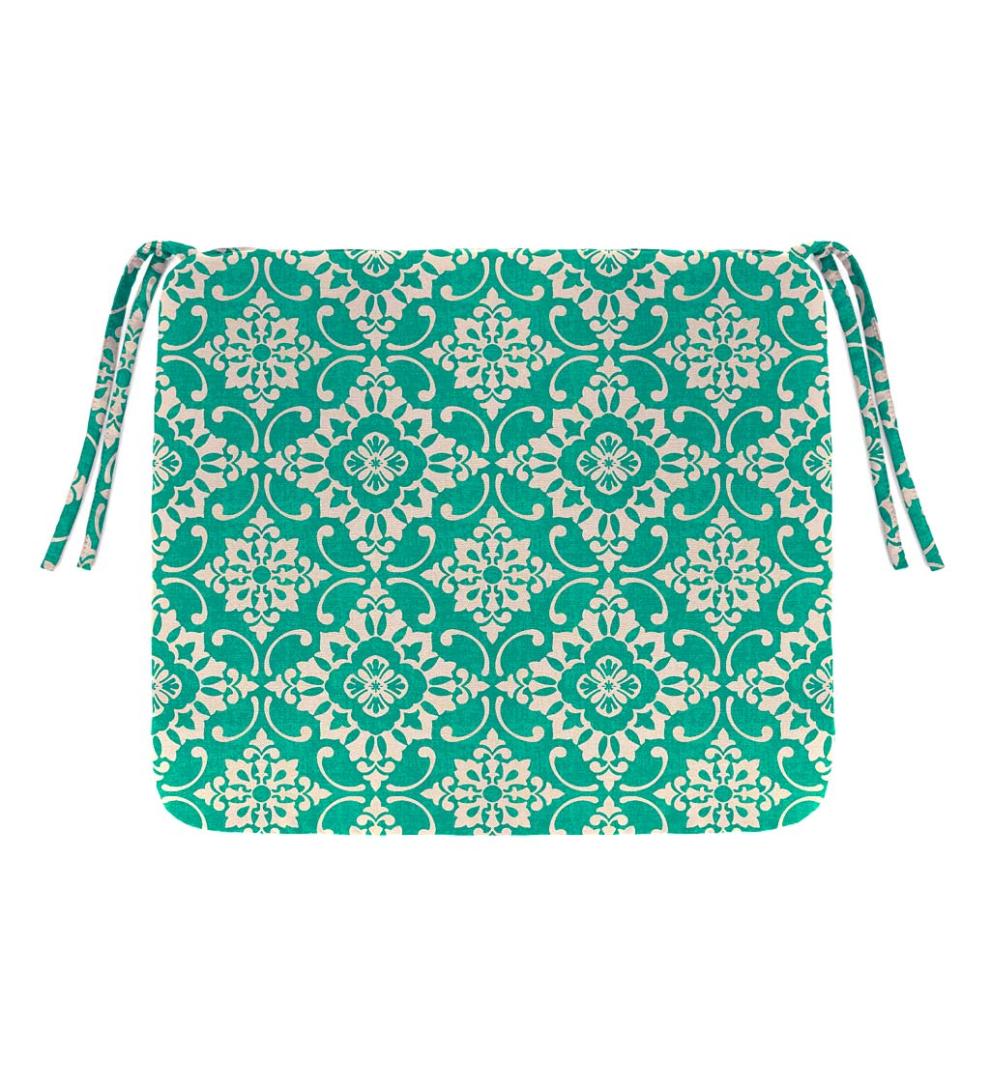 Plow &amp; Hearth Outdoor Furniture Cushions | Outdoor Living Polyester Classic Chair Cushions With Ties, 19¾"X 17½"X 3" - Forest Green