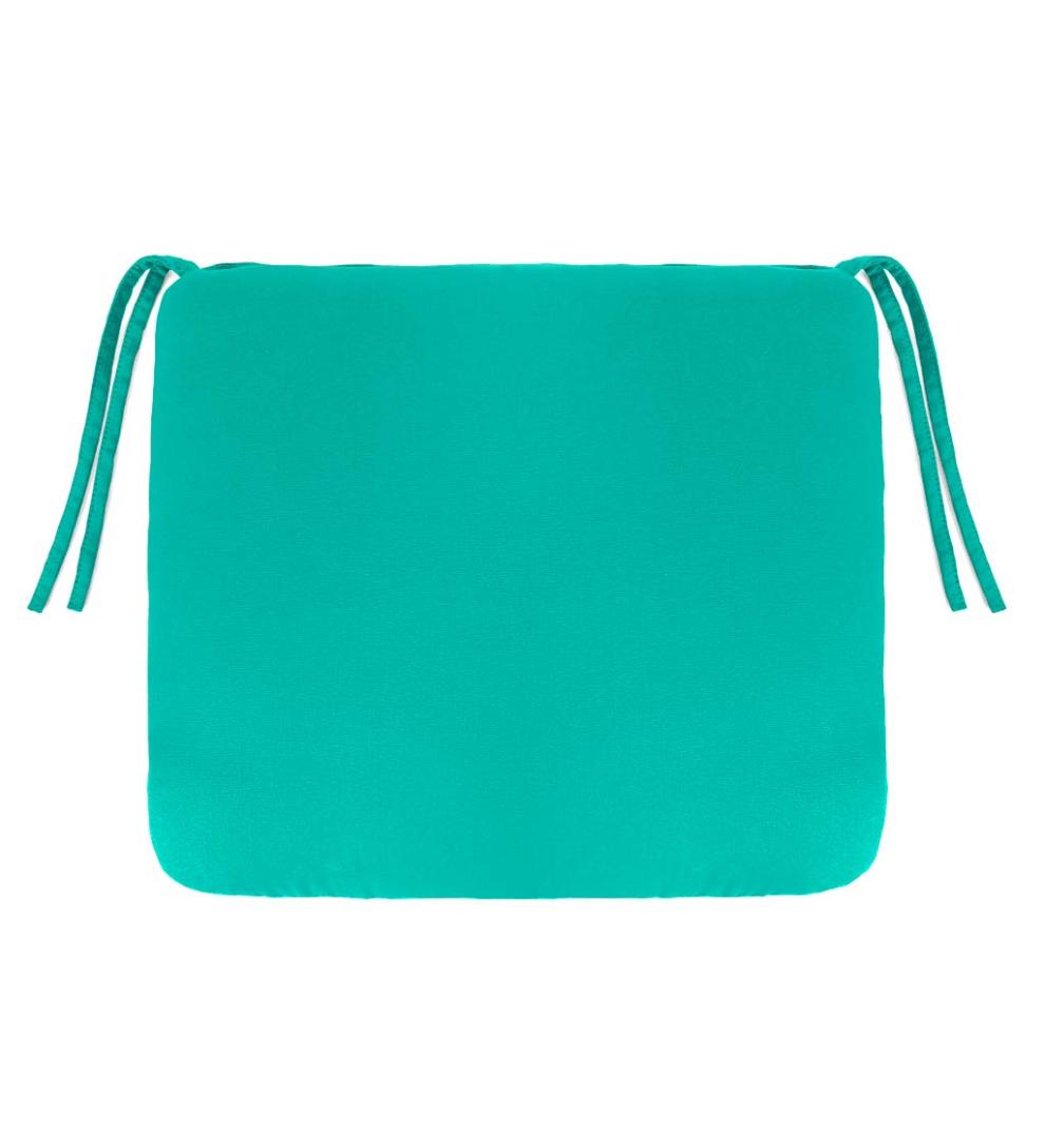 Plow &amp; Hearth Outdoor Furniture Cushions | Outdoor Living Polyester Classic Chair Cushions With Ties, 19¾"X 17½"X 3" - Forest Green