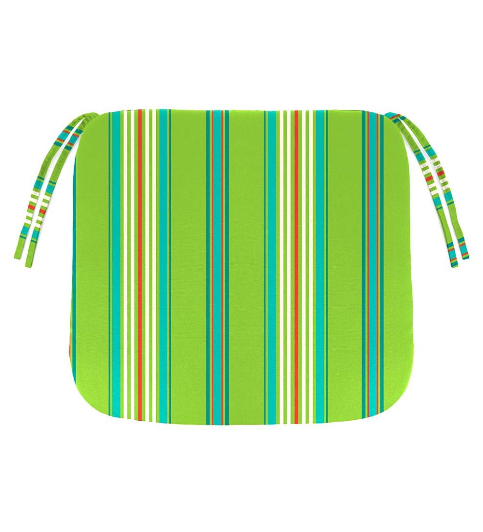 Plow &amp; Hearth Outdoor Furniture Cushions | Outdoor Living Polyester Classic Chair Cushion With Ties, 19½" X 19" X 3" - Forest Green