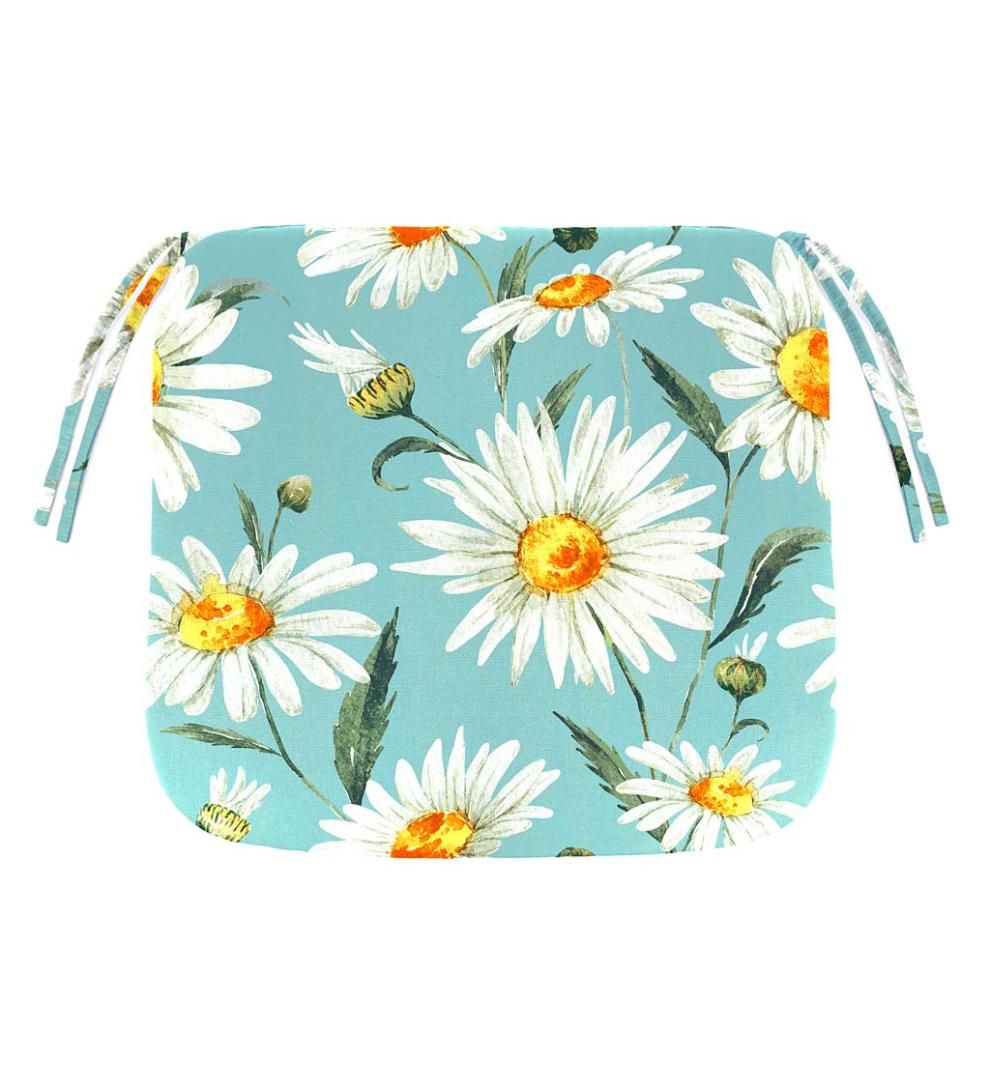 Plow &amp; Hearth Outdoor Furniture Cushions | Outdoor Living Polyester Classic Chair Cushion With Ties, 19½" X 19" X 3" - Forest Green