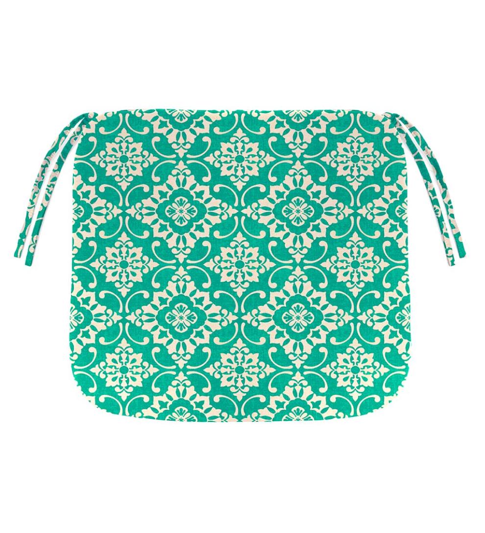 Plow &amp; Hearth Outdoor Furniture Cushions | Outdoor Living Polyester Classic Chair Cushion With Ties, 19½" X 19" X 3" - Forest Green