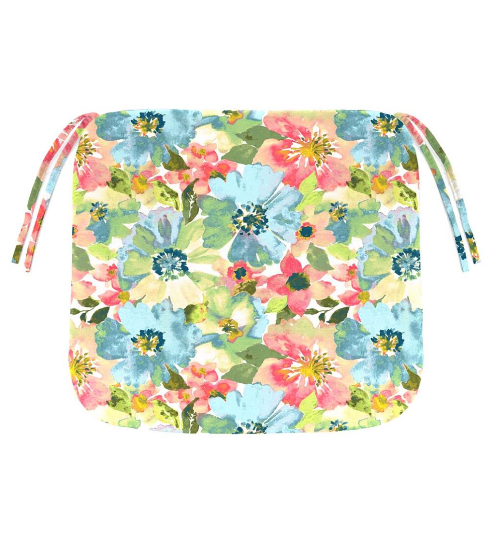 Plow &amp; Hearth Outdoor Furniture Cushions | Outdoor Living Polyester Classic Chair Cushion With Ties, 19½" X 19" X 3" - Forest Green