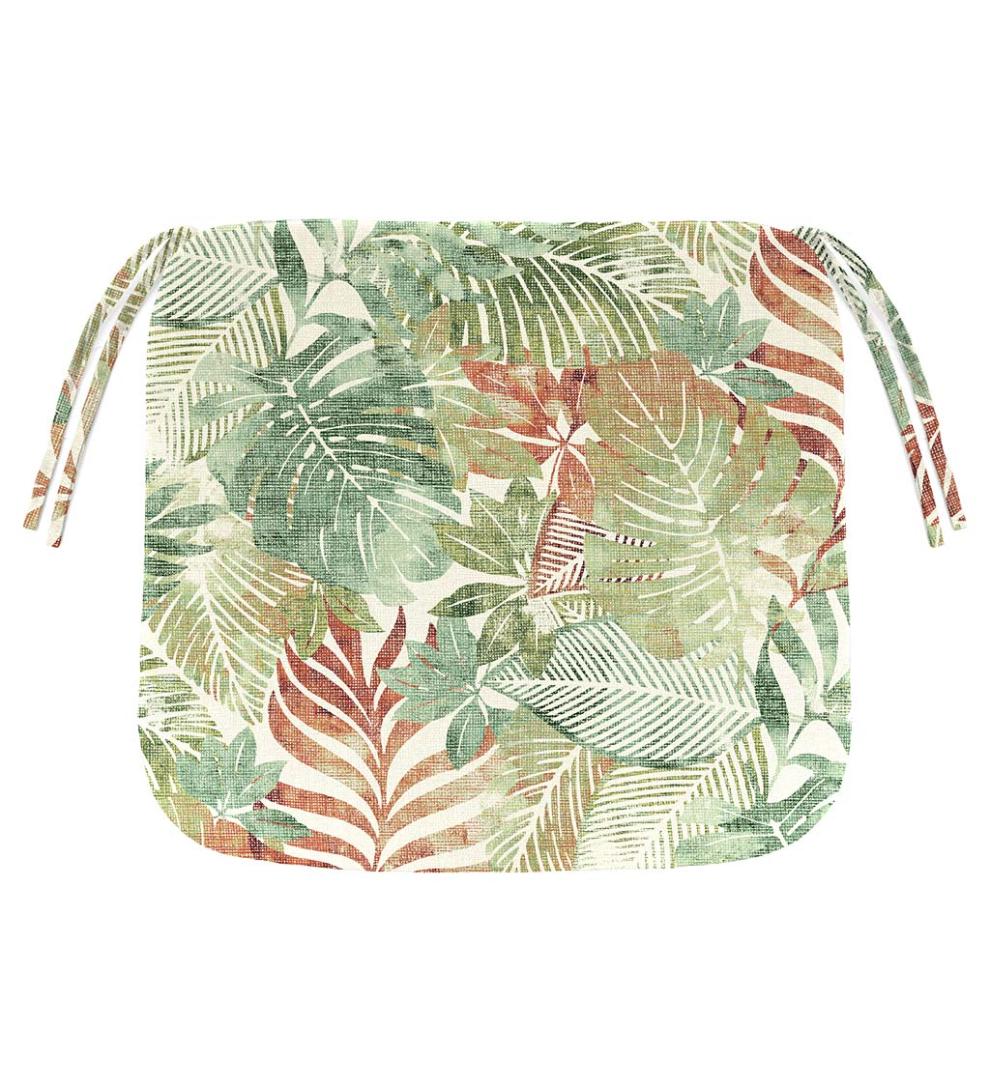 Plow &amp; Hearth Outdoor Furniture Cushions | Outdoor Living Polyester Classic Chair Cushion With Ties, 19½" X 19" X 3" - Forest Green