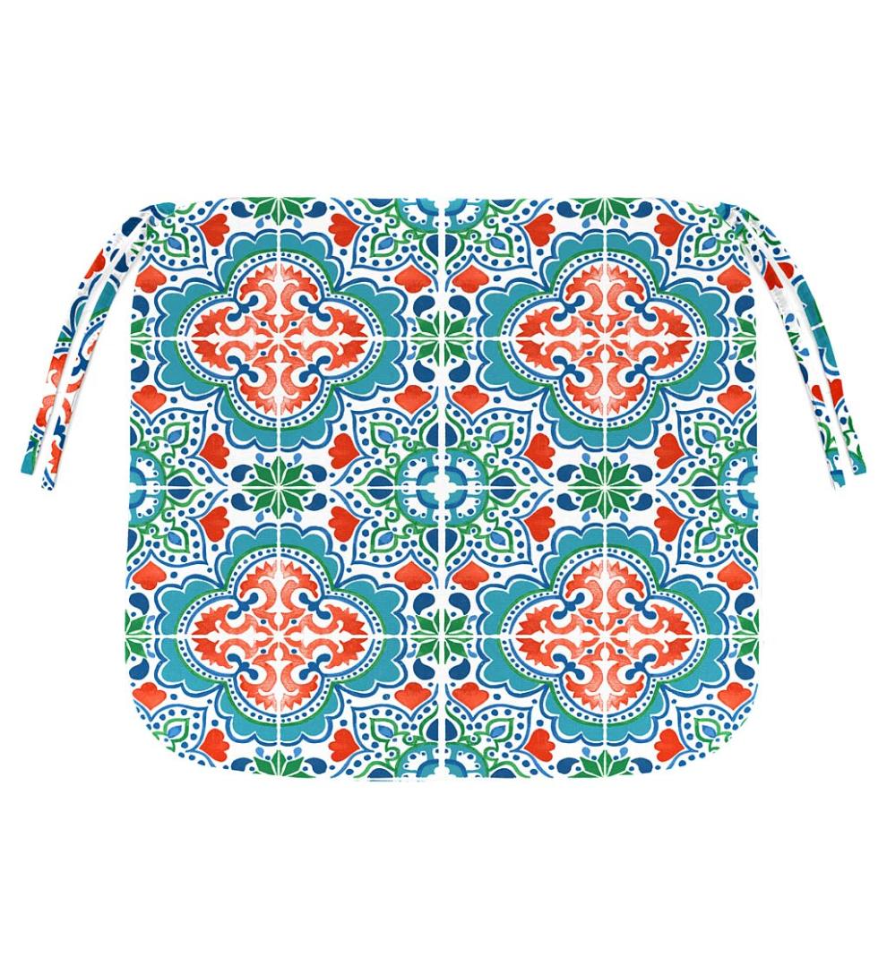 Plow &amp; Hearth Outdoor Furniture Cushions | Outdoor Living Polyester Classic Chair Cushion With Ties, 19½" X 19" X 3" - Forest Green