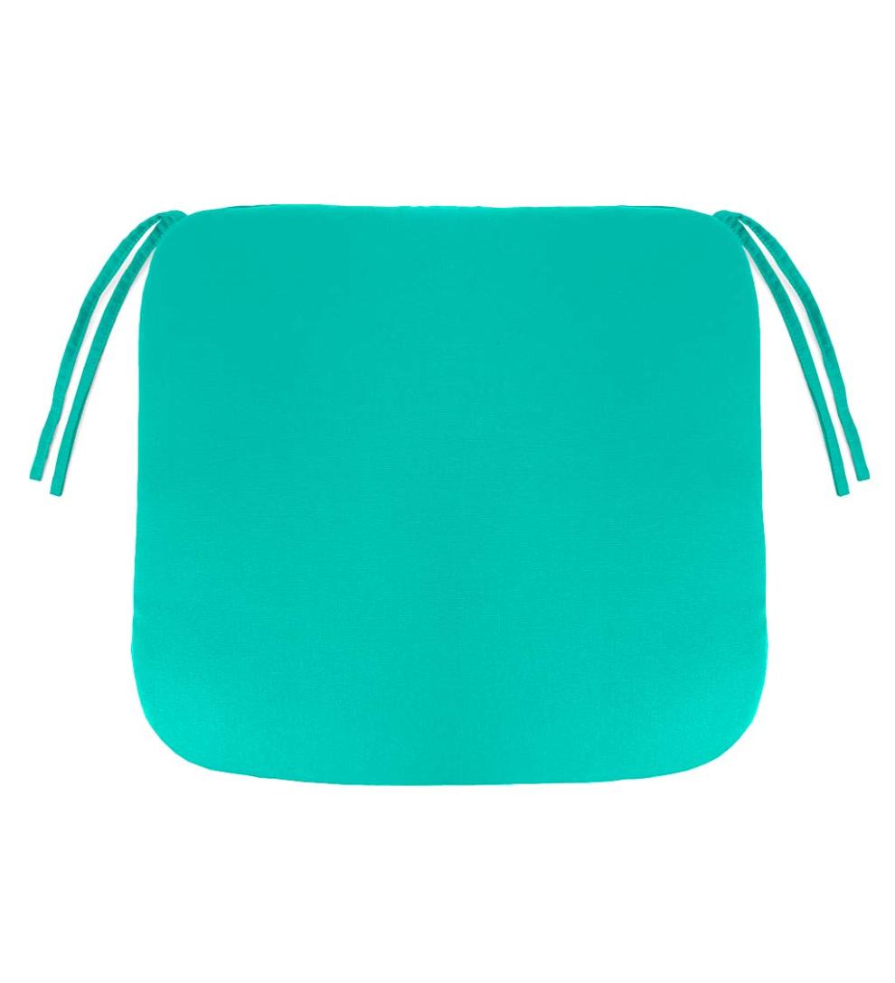 Plow &amp; Hearth Outdoor Furniture Cushions | Outdoor Living Polyester Classic Chair Cushion With Ties, 19½" X 19" X 3" - Forest Green