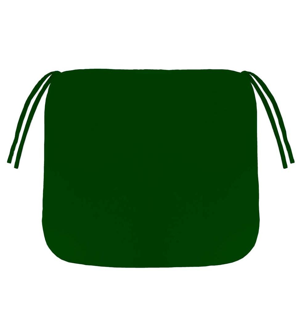 Plow &amp; Hearth Outdoor Furniture Cushions | Outdoor Living Polyester Classic Chair Cushion With Ties, 19½" X 19" X 3" - Forest Green
