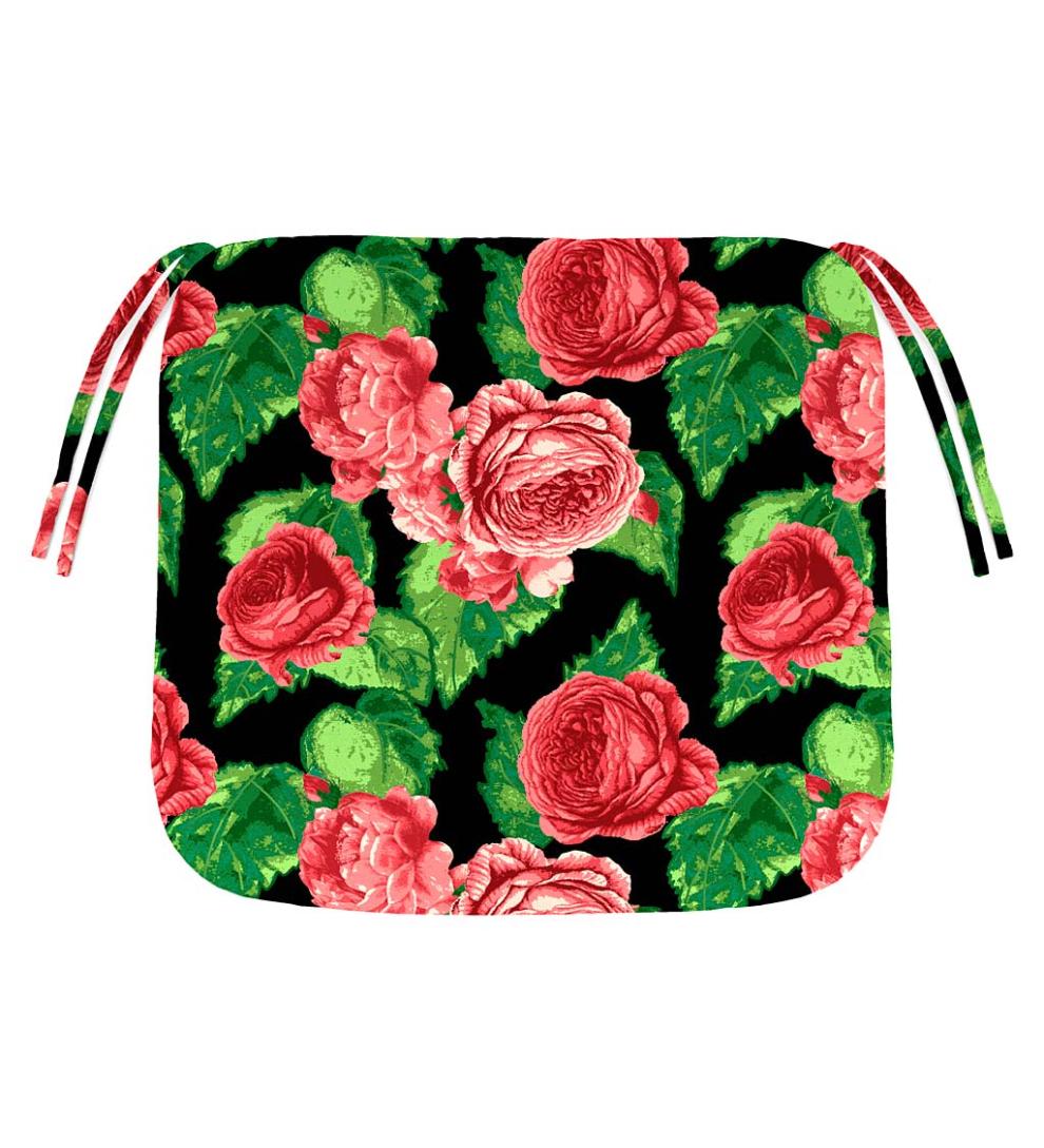 Plow &amp; Hearth Outdoor Furniture Cushions | Outdoor Living Polyester Classic Chair Cushion With Ties, 19½" X 19" X 3" - Forest Green