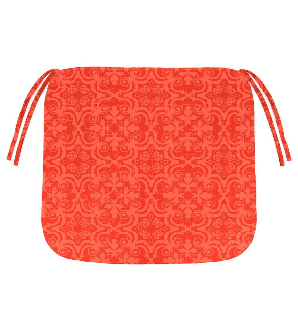 Plow &amp; Hearth Outdoor Furniture Cushions | Outdoor Living Polyester Classic Chair Cushion With Ties, 19½" X 19" X 3" - Forest Green