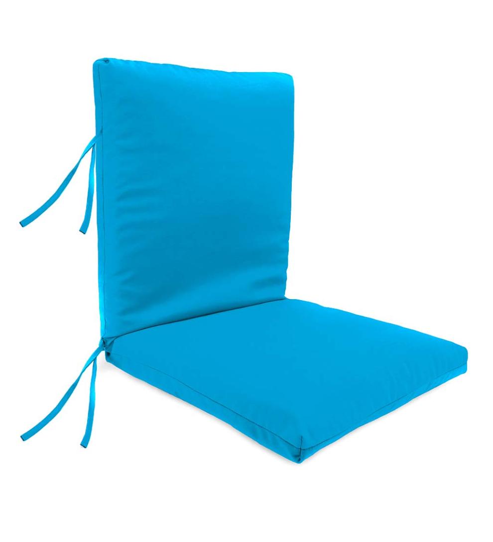 Plow &amp; Hearth Outdoor Furniture Cushions | Outdoor Living Sunbrella Large Club Chair Cushion With Ties, 44" X 22" With Hinge 22" From Bottom - Beachglass