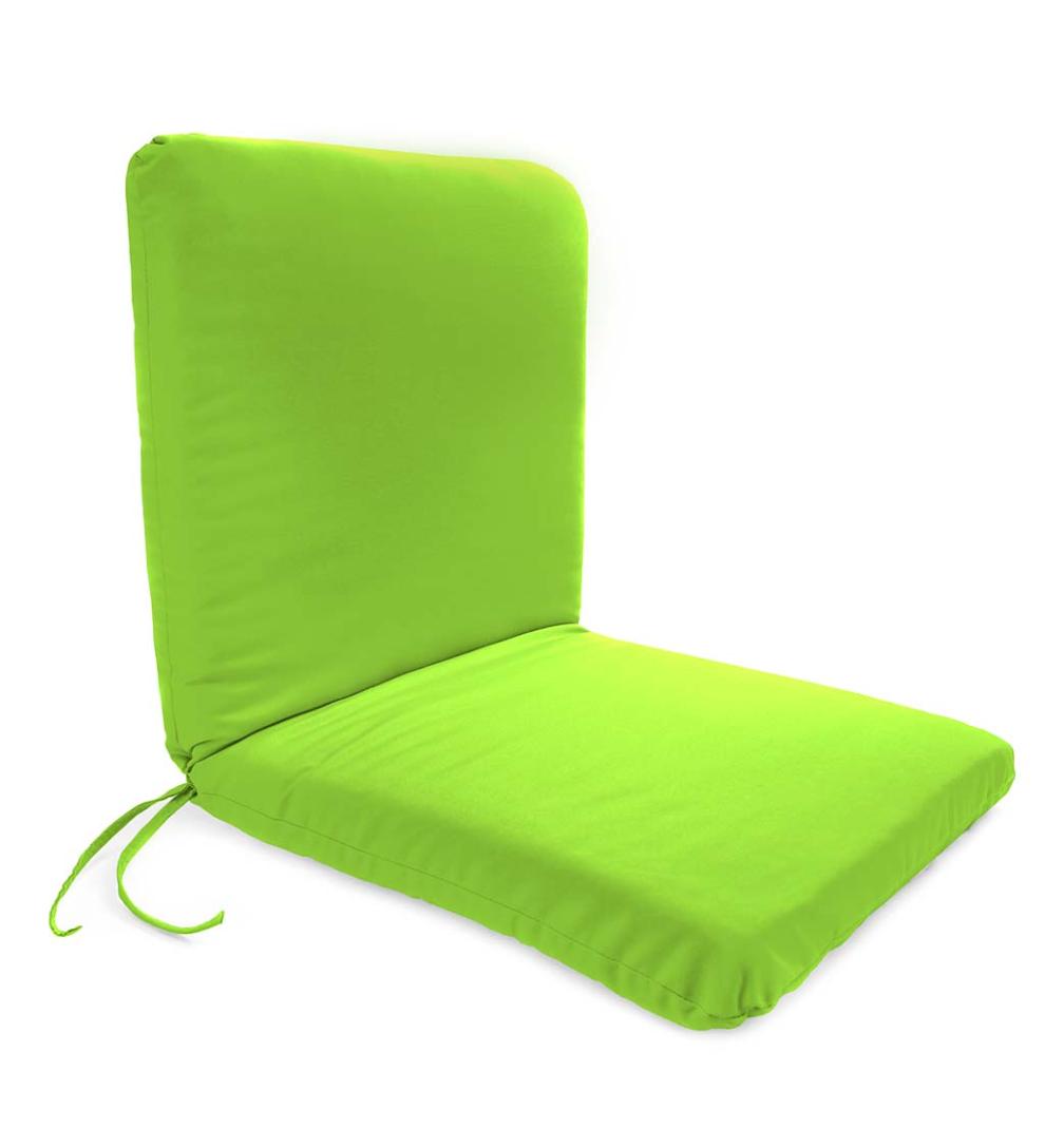 Plow &amp; Hearth Outdoor Furniture Cushions | Outdoor Living Polyester Classic Large Club Chair Cushion With Ties, 44" X 22" With Hinge 22" From Bottom - Forest Green