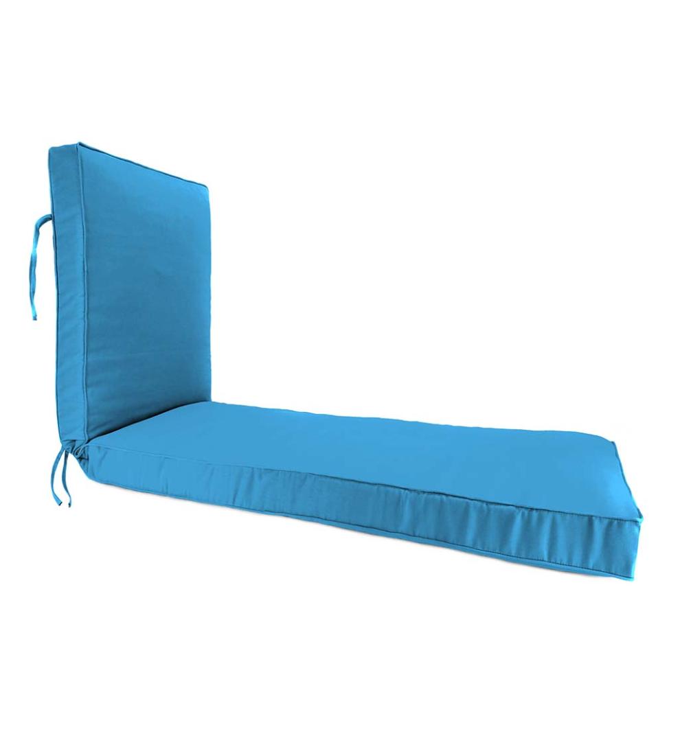 Plow &amp; Hearth Outdoor Furniture Cushions | Outdoor Living Sunbrella Chaise Cushion With Ties, 74¼" X 23¼" X 3¼", Hinged At 46" From Bottom - Beachglass