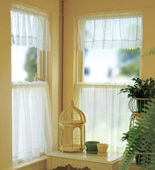 Plow &amp; Hearth Sheers | Indoor Living 48"X 24"Chelsea Lace Tier - Flax