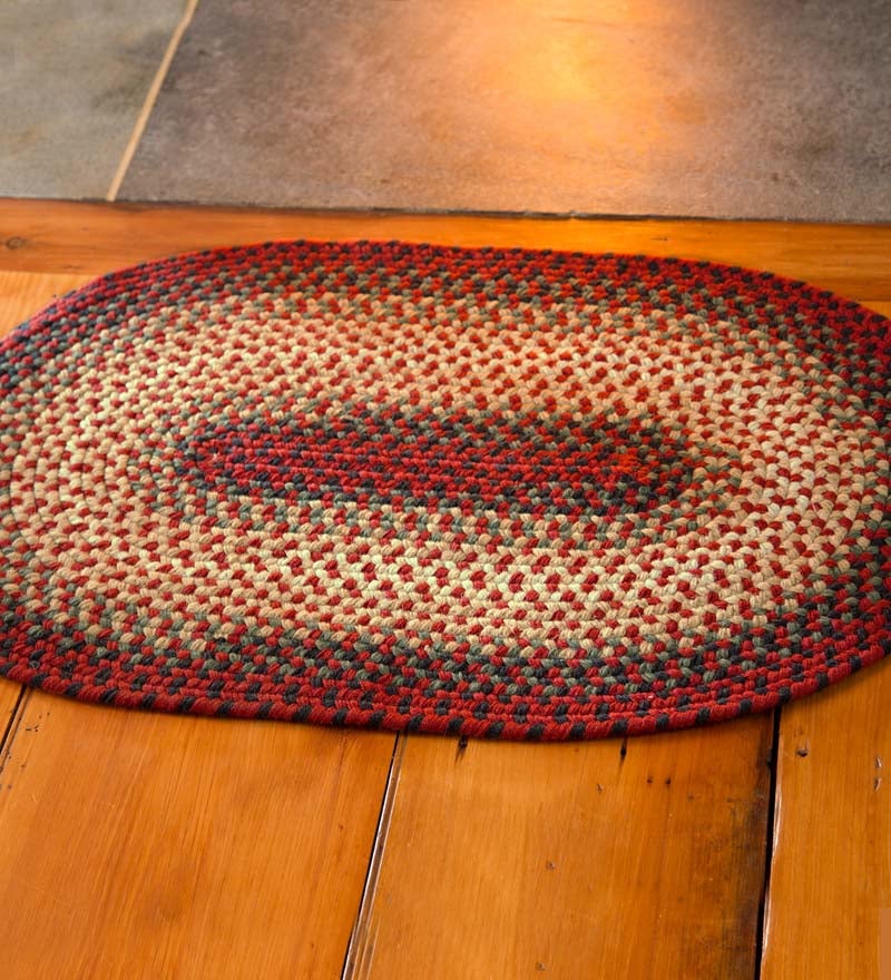 Plow &amp; Hearth Stair Treads &amp; Rug Pads | Indoor Living Usa-Made Wool Braided Virginia Stair Tread, 8" X 28" - Cappuccino