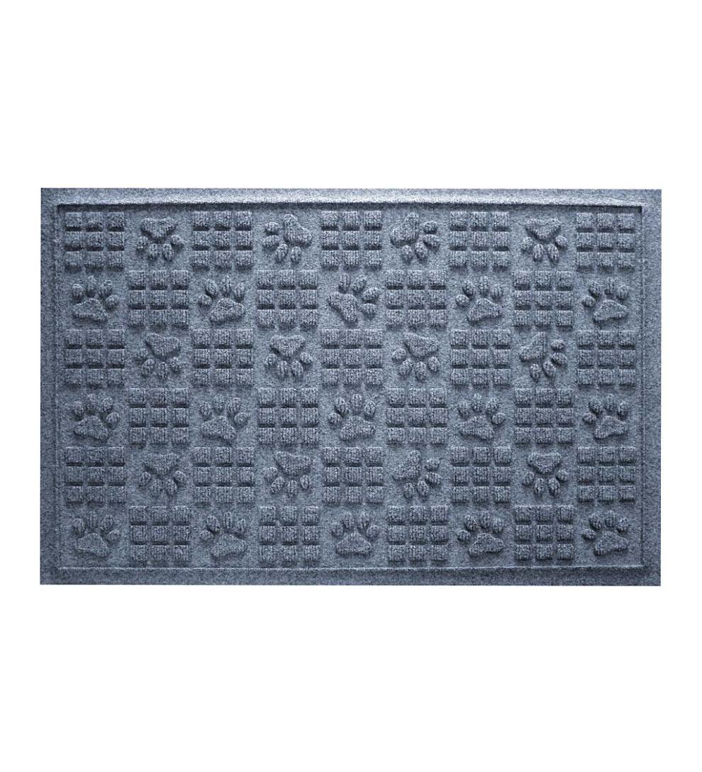 Plow &amp; Hearth Home Accents | Indoor Living Waterhog Indoor/Outdoor Paws And Squares Doormat, 2' X 3' - Bluestone