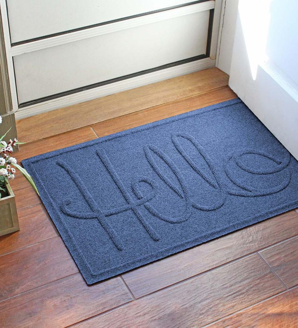 Plow &amp; Hearth Doormats | Indoor Living Waterhog Indoor/Outdoor Hello Doormat, 2' X 3' - Bordeaux