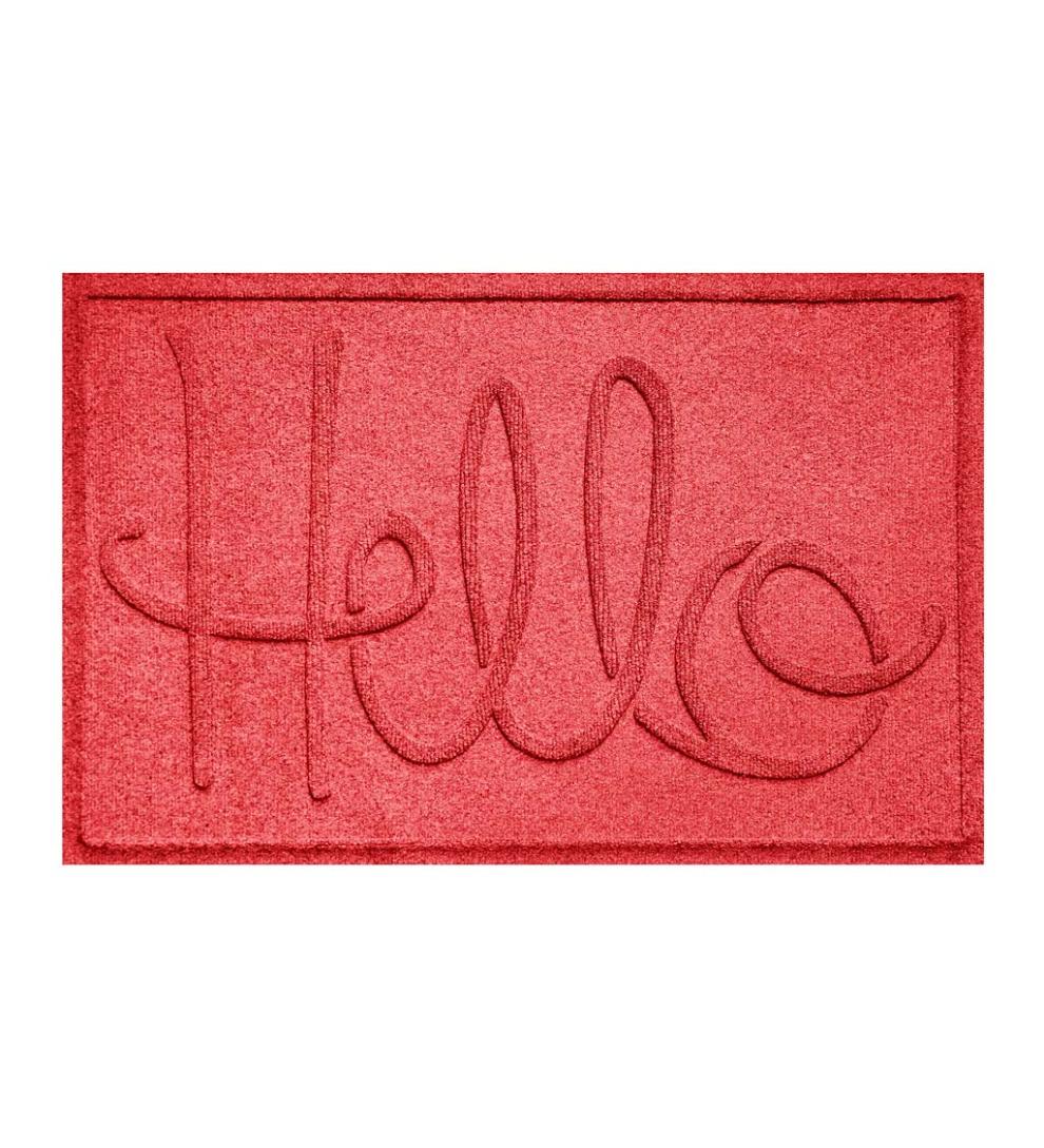 Plow &amp; Hearth Doormats | Indoor Living Waterhog Indoor/Outdoor Hello Doormat, 2' X 3' - Bordeaux