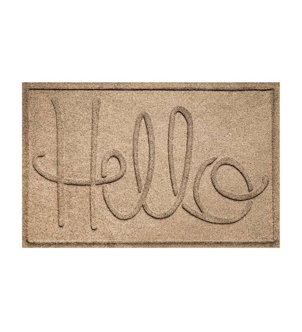 Plow &amp; Hearth Doormats | Indoor Living Waterhog Indoor/Outdoor Hello Doormat, 2' X 3' - Bordeaux
