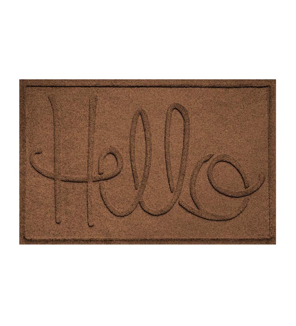 Plow &amp; Hearth Doormats | Indoor Living Waterhog Indoor/Outdoor Hello Doormat, 2' X 3' - Bordeaux