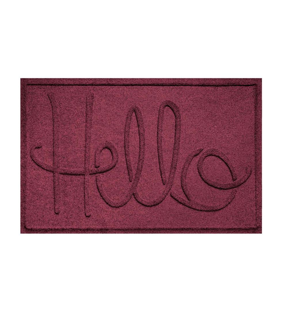 Plow &amp; Hearth Doormats | Indoor Living Waterhog Indoor/Outdoor Hello Doormat, 2' X 3' - Bordeaux