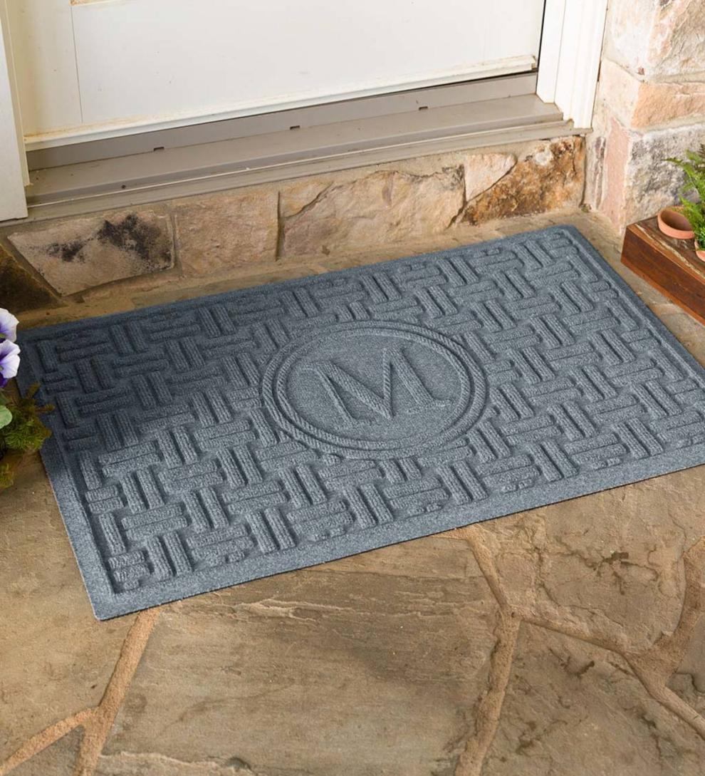 Plow &amp; Hearth Doormats | Indoor Living Waterhog Basket Weave Doormat With Single Initial, 2' X 3' - Bordeaux