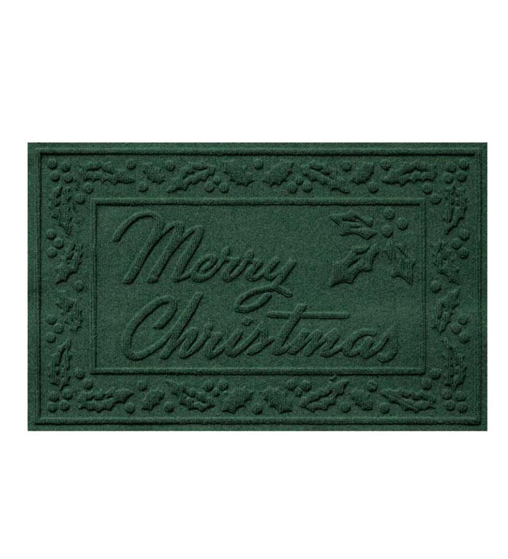 Plow &amp; Hearth Doormats | Indoor Living Waterhog Merry Christmas Doormat, 20" X 30" - Green