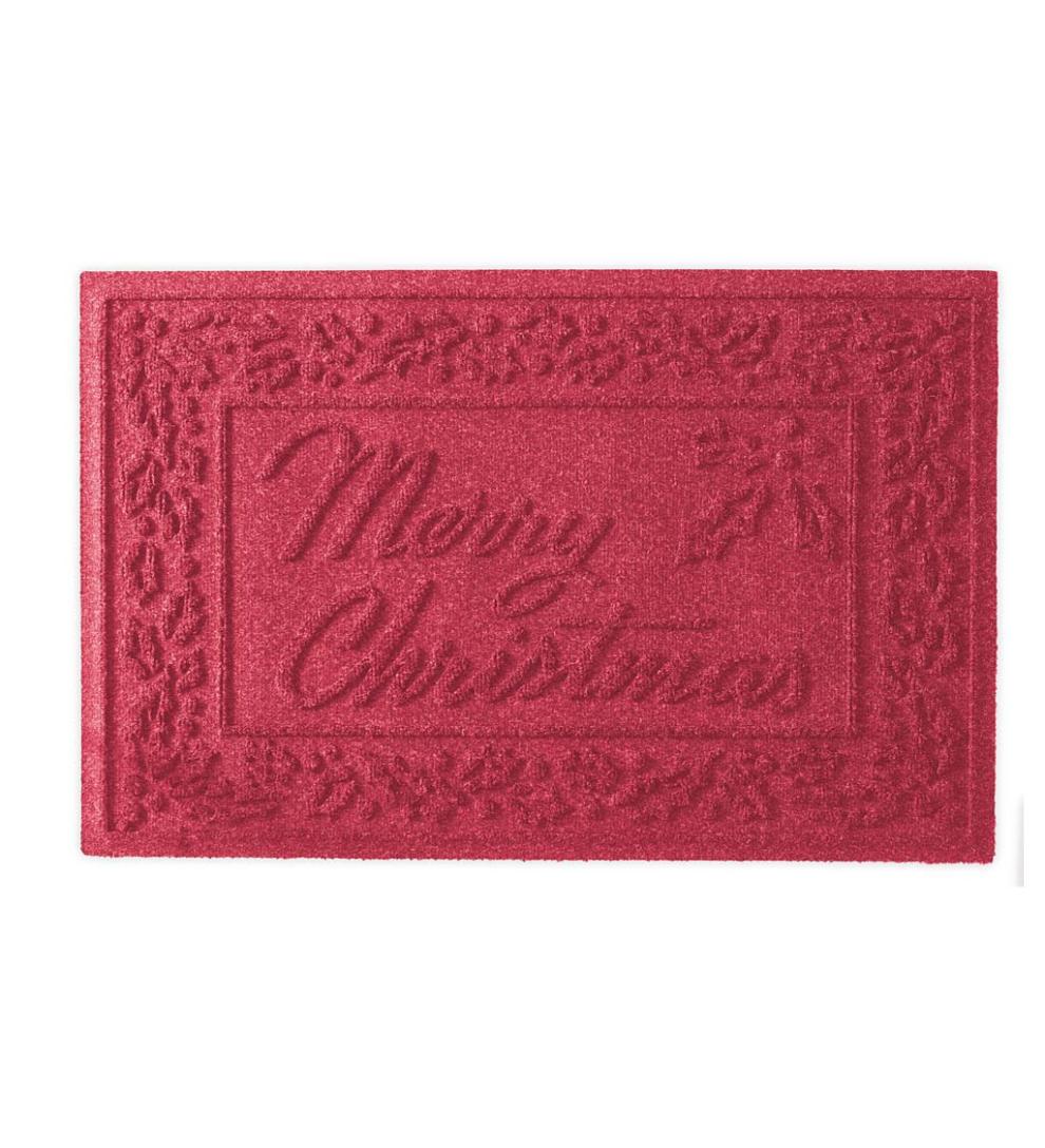 Plow &amp; Hearth Doormats | Indoor Living Waterhog Merry Christmas Doormat, 20" X 30" - Green