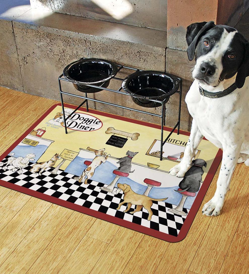 Plow &amp; Hearth Home Accents | Indoor Living Doggie Diner Premium Comfort 22" X 31" Kitchen Mat