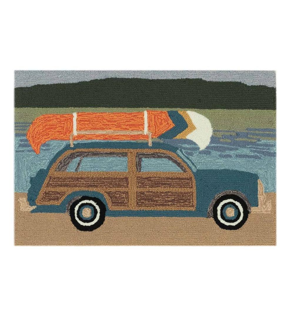 Plow &amp; Hearth Synthetic Rugs | Indoor Living Indoor/Outdoor Synthetic Blend Camping Trip Rug, 24" X 36"