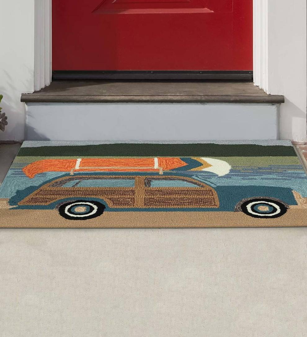 Plow &amp; Hearth Synthetic Rugs | Indoor Living Indoor/Outdoor Synthetic Blend Camping Trip Rug, 24" X 36"