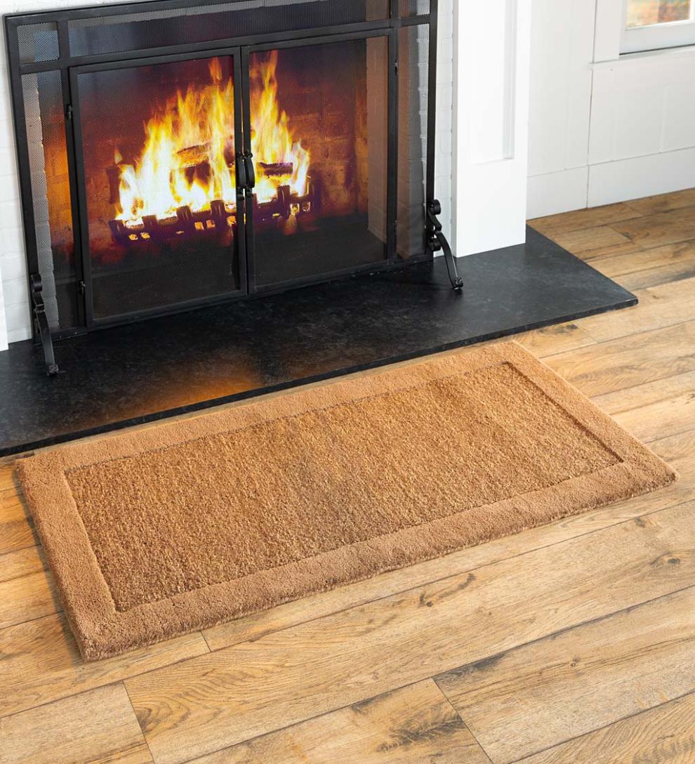 Plow &amp; Hearth Hearth Rugs | Fireplace &amp; Hearth Madrid Banded Half-Round Hearth Rug, 2' X 4' - Charcoal Brown