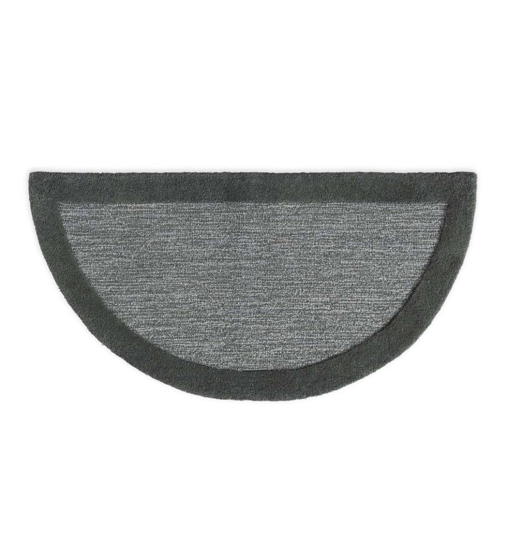 Plow &amp; Hearth Hearth Rugs | Fireplace &amp; Hearth Madrid Banded Half-Round Hearth Rug, 2' X 4' - Charcoal Brown