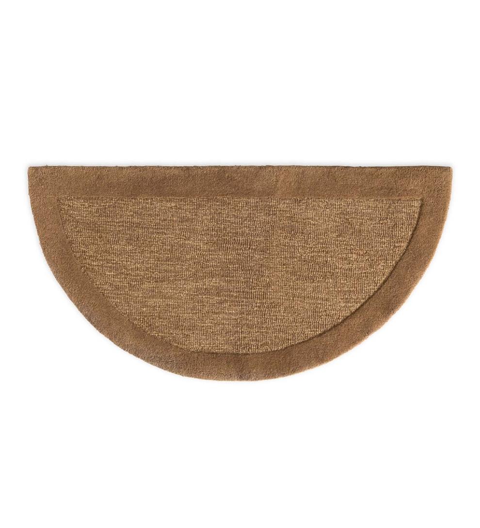 Plow &amp; Hearth Hearth Rugs | Fireplace &amp; Hearth Madrid Banded Half-Round Hearth Rug, 2' X 4' - Charcoal Brown