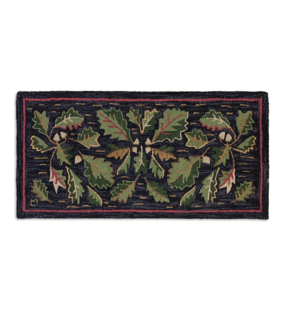 Plow &amp; Hearth Hearth Rugs | Fireplace &amp; Hearth Acorns Hand-Hooked Wool Rug, 24" X 48"