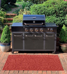 Plow &amp; Hearth Synthetic Rugs | Indoor Living Waterhog Boxwood Grill Mat, 3' X 5' - Bordeaux