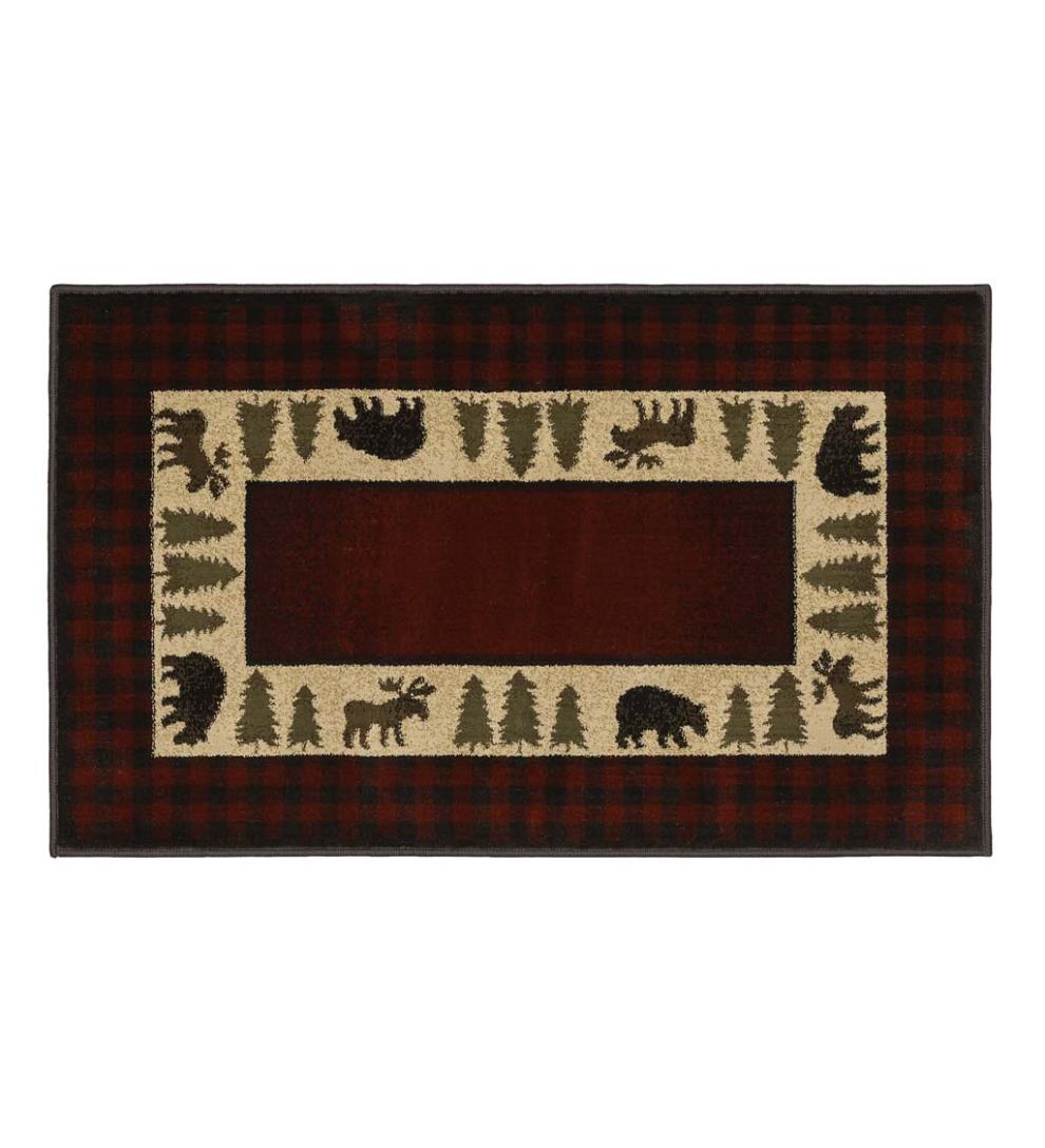 Plow &amp; Hearth Hearth Rugs | Fireplace &amp; Hearth Vista Bear And Moose Rug, 30" X 50" - Red