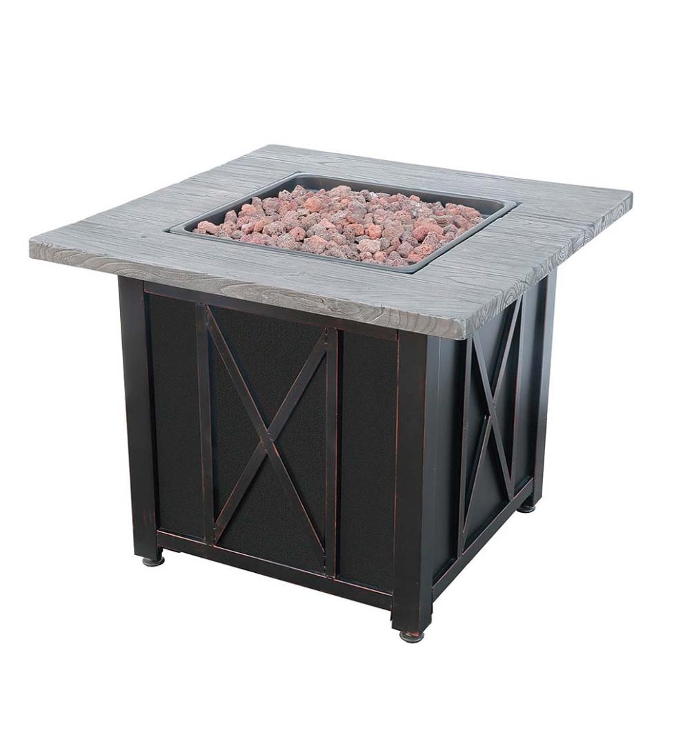 Plow &amp; Hearth Fire Pits | Fireplace &amp; Hearth Delwood Outdoor Lp Gas Fire Pit With Resin Mantel, 30"