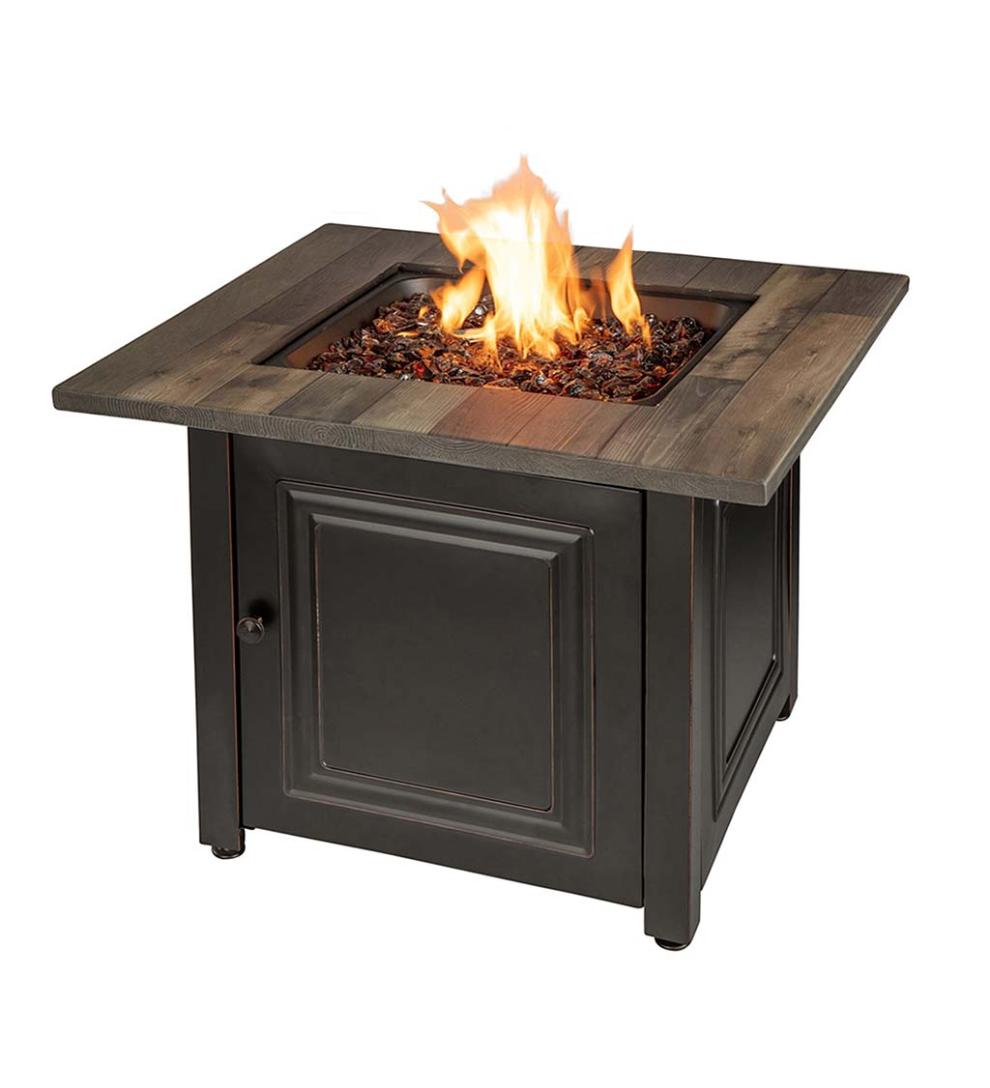 Plow &amp; Hearth Fire Pits | Fireplace &amp; Hearth Aberdeen Outdoor Lp Gas Fire Pit With Printed Resin Mantel, 30"
