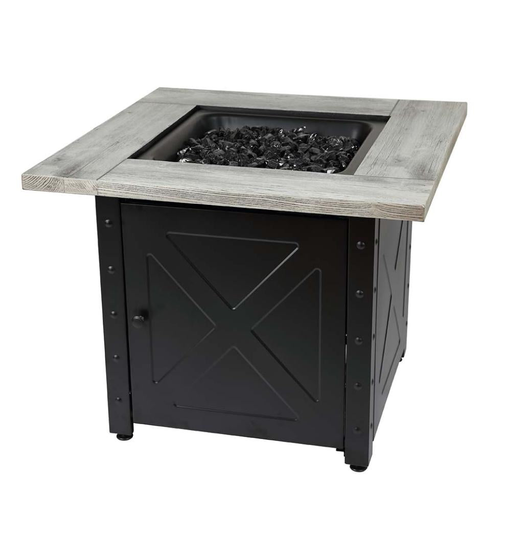 Plow &amp; Hearth Fire Pits | Fireplace &amp; Hearth Barnesdale Outdoor Lp Gas Fire Pit With Printed Resin Mantel, 30"