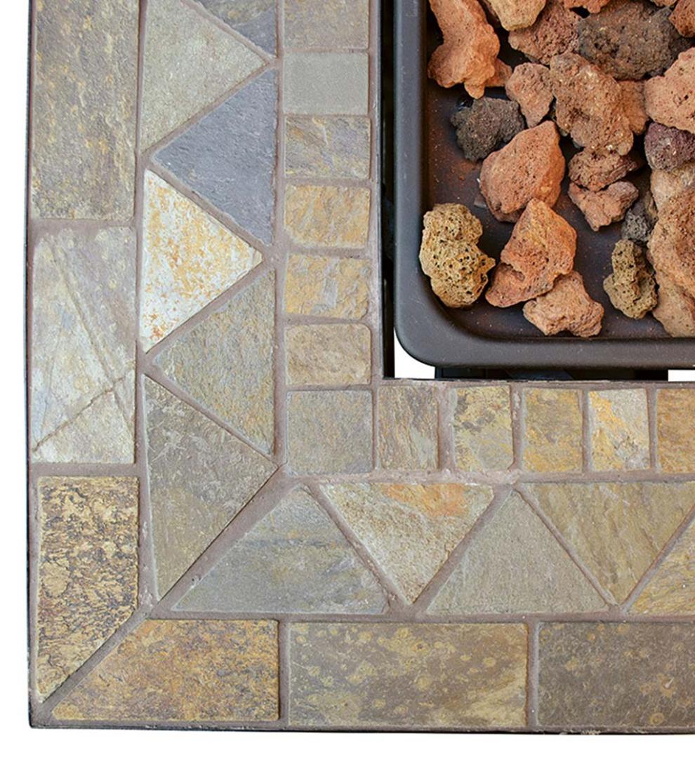 Plow &amp; Hearth Fire Pits | Fireplace &amp; Hearth Dolan Outdoor Lp Gas Fire Pit With Slate Tile Top, 30"